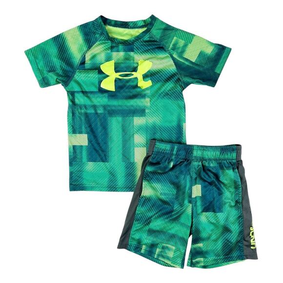 Under Armour Tee and Shorts Green Outfit Set size 5 - Picture 1 of 9